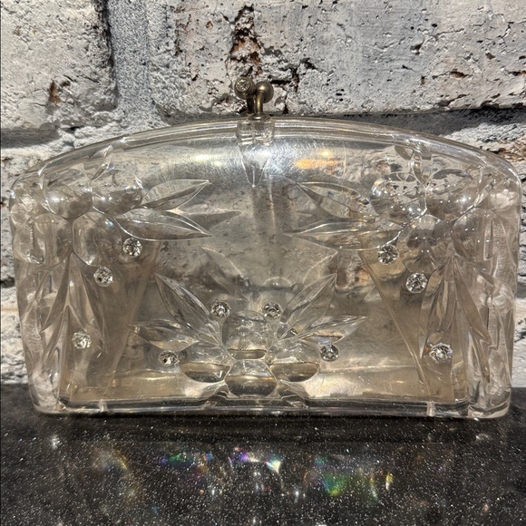 Vintage Handbags - 50s Elegant Lucite Clear Clutch Bag